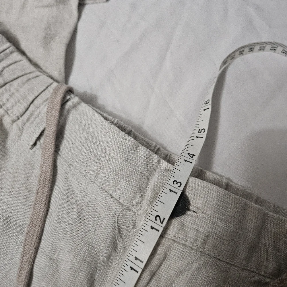 Carribean 100% Linen Nautical Fishing Cream Mens Cargo Pants Size 40×36!